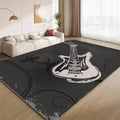 Modern Art Guitar Rug 5x8 Area Rugs Retro Black Music Rugs Ultra Soft Non Slip Washable Carpet for Teens Boys Girls Kids Living Room Bedroom Nursery Study Office Hallway