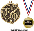 Crown Awards Custom Music Medals, 2' Music Medal with Free Neck Ribbon and 4 Lines of Engraving Included