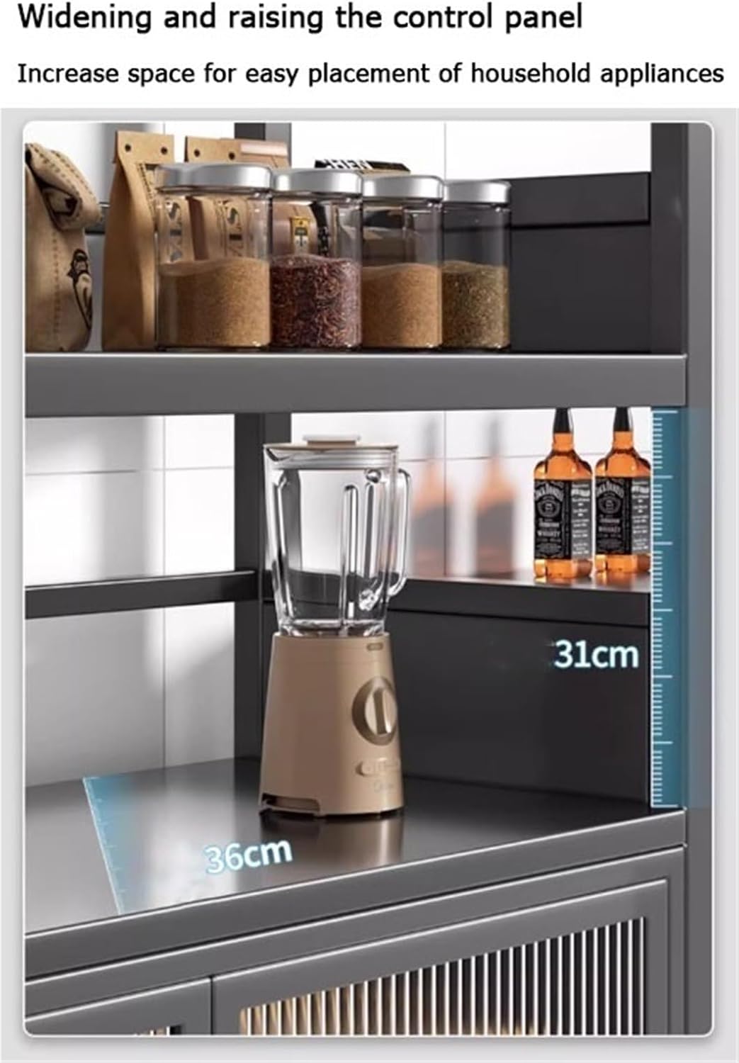 3/4/5 Layers Kitchen Pantry Storage Cabinet with Doors and Shelves Mordern Metal Microwave Stand Storage Cabinets Bakers Rack for Living Room Hutch Home Office,Living Room