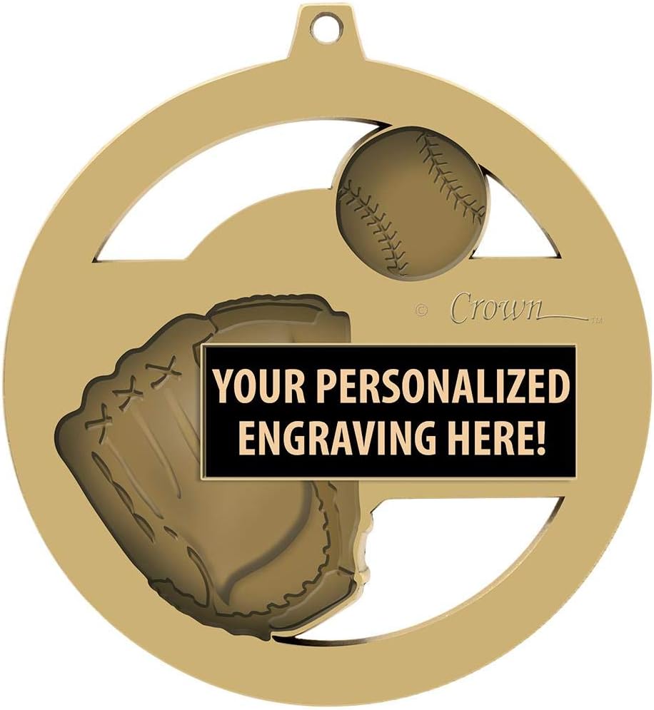 Crown Awards Baseball Medals, 3' Massive Rimz Baseball Award Medal with Custom Engraving Included