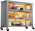 Gray 3-Tier Bakers Rack with Storage - Microwave Stand & Coffee Bar Station for Kitchen, Office, Pantry, Garage - Versatile Kitchen Storage Cabinet & Hutch, 80cm/31in