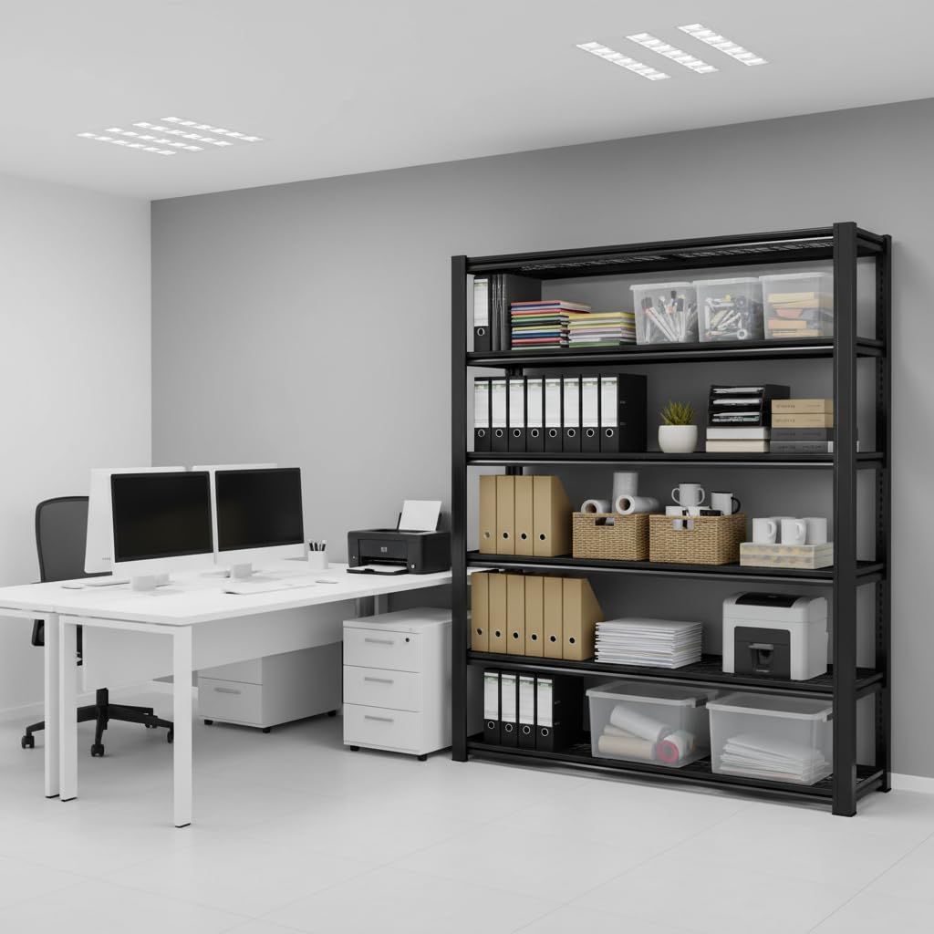 Metal Shelving Adjustable Shelves Heavy Duty Garage Storage Shelving Unit Black Steel for Office Garage Classroom Warehouse Studio 84' H x 59.5' W x 23.6' D 4200LBS 6-Tier