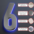 Backlit LED Home Address Numbers, Waterproof Illuminated House Numbers, Stainless Steel Address Numbers Signs, Lighted House Numbers For Outside Modern, Grey,18 Inch/450mm,4