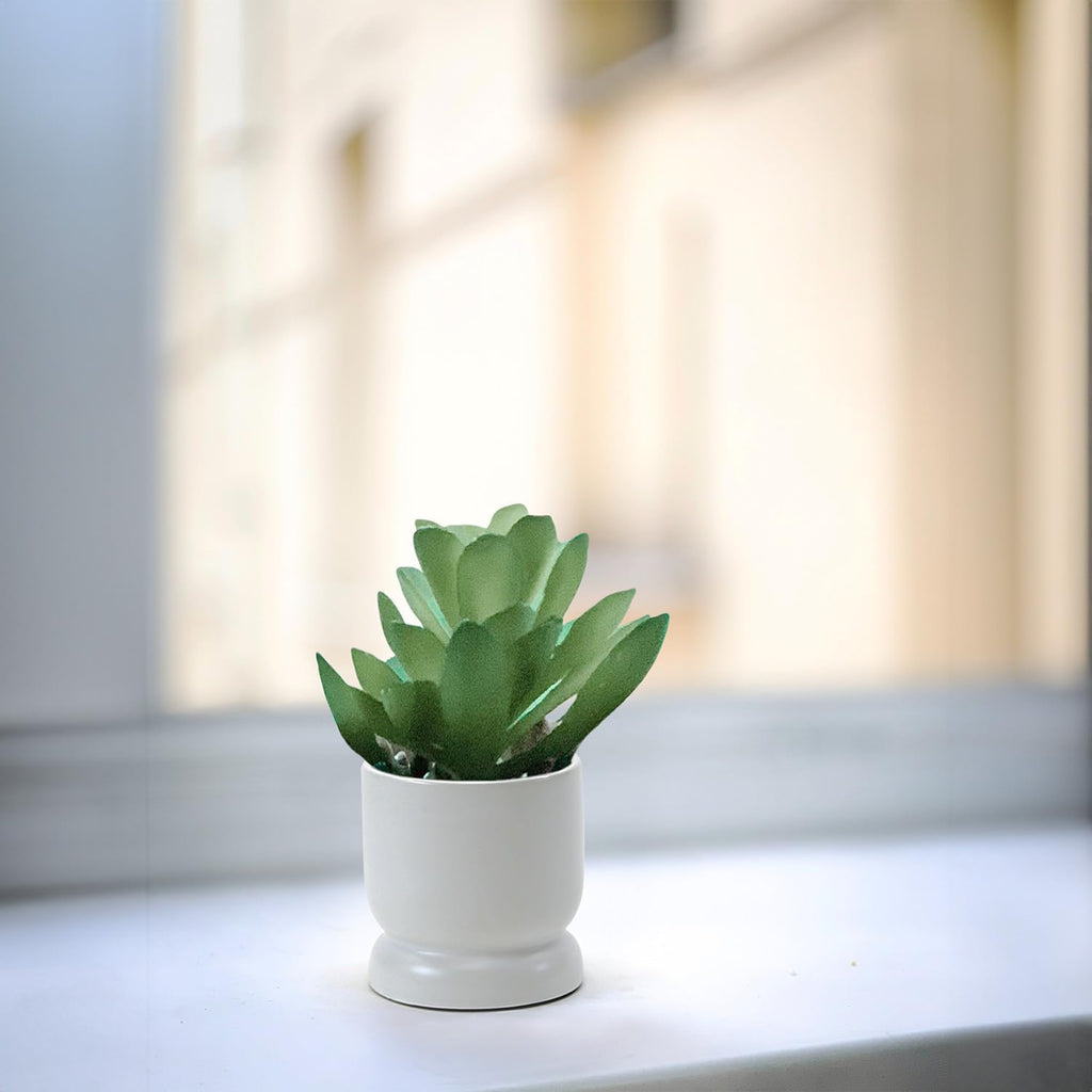 WGVI White Modern Pedestal Vase Ceramic Bowl, 4' x 4.25'H, Sleek Contemporary Flower or Plant Container, Floral Home Décor Planter, No Drain Hole, 12 Piece