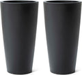 Step2 Tremont Tall Round Tapered Planter, 28' Tall 2-Pack, Indoor/Outdoor Plants, Efficient Drainage, Durable Resin, Onyx Black