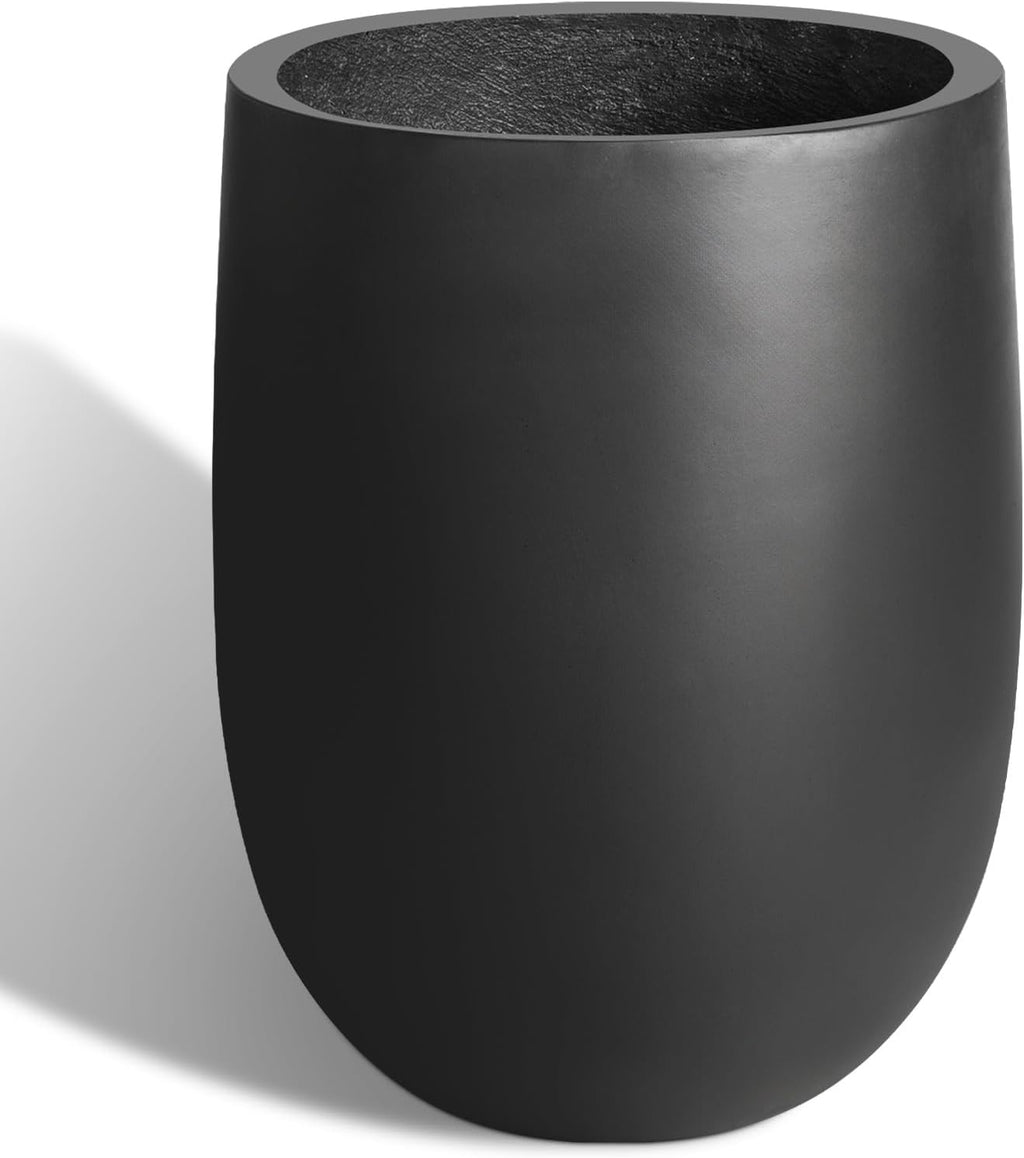 Heyzier Concrete Planter Outdoor Indoor, Large Tall Cement Plant Pots for Trees Flowers (Black, 22 inch) (Black, 18 inch)