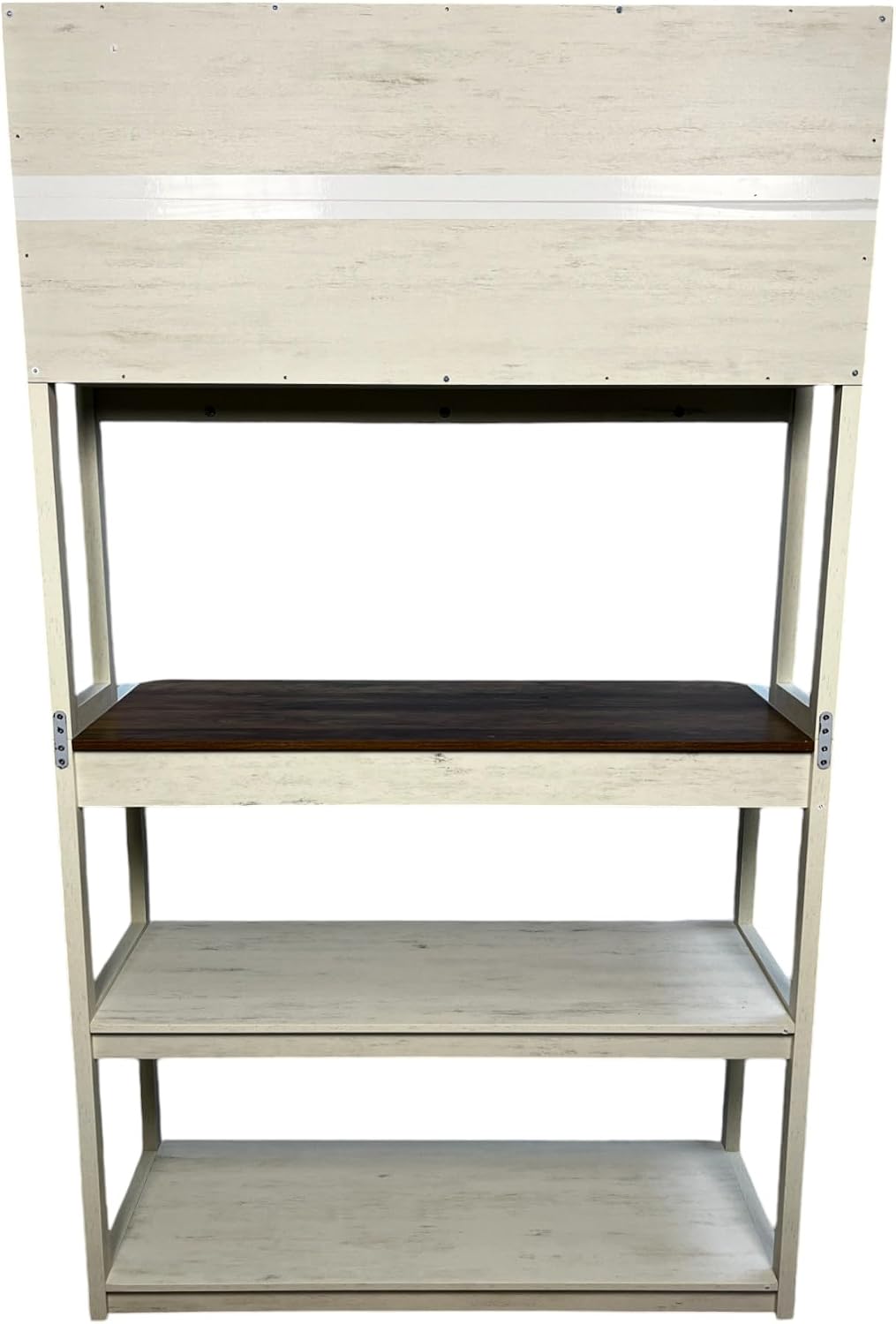 39.37' White and Rustic Brown Color 5 Tier Bakers Rack for Kitchen with Storage, Coffee Bar, Kitchen Shelves, Microwave Stand