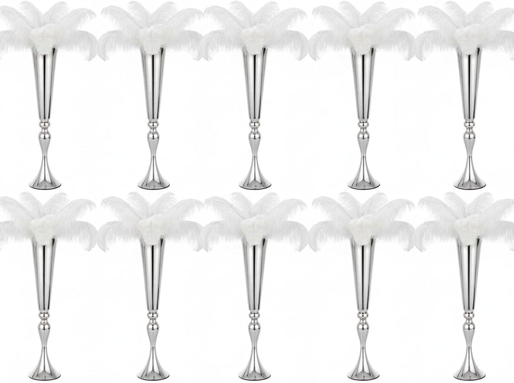 Metal Trumpet Vases for Centerpieces - Set of 10 Elegant Silver Vases for Table, 21.9' Tall Flower Stands for Table Centerpieces Anniversary Celebration Christmas Event Party Home Wedding Decorations