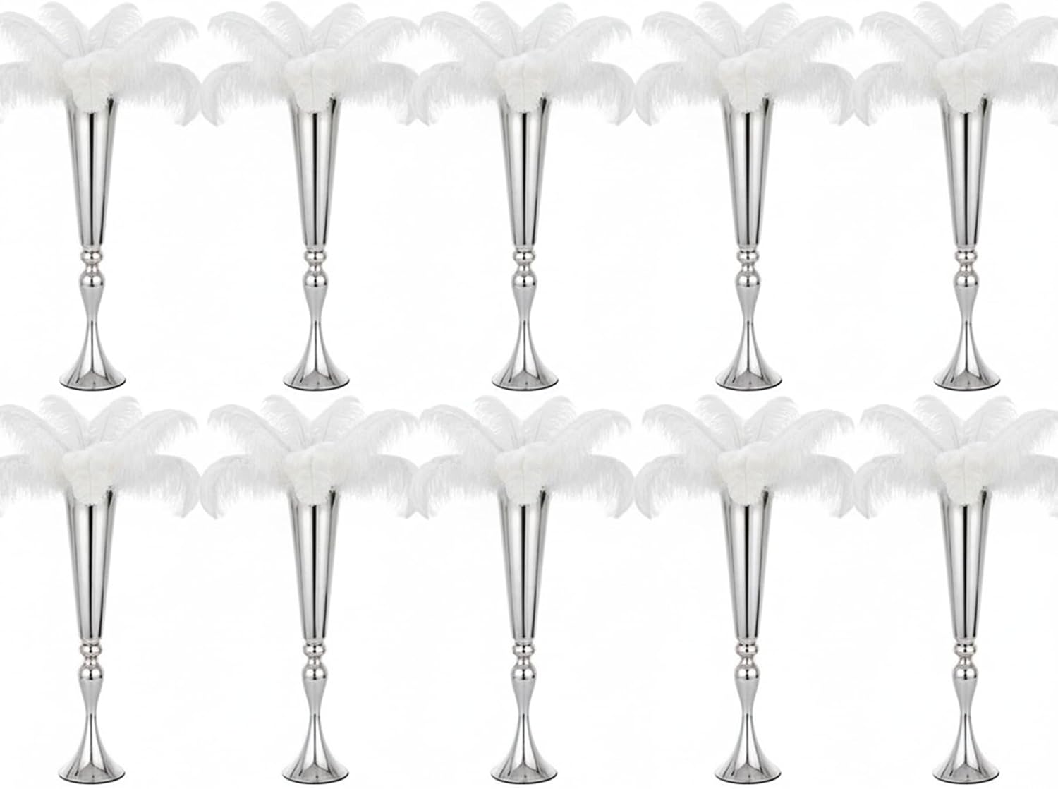 Metal Trumpet Vases for Centerpieces - Set of 10 Elegant Silver Vases for Table, 21.9' Tall Flower Stands for Table Centerpieces Anniversary Celebration Christmas Event Party Home Wedding Decorations