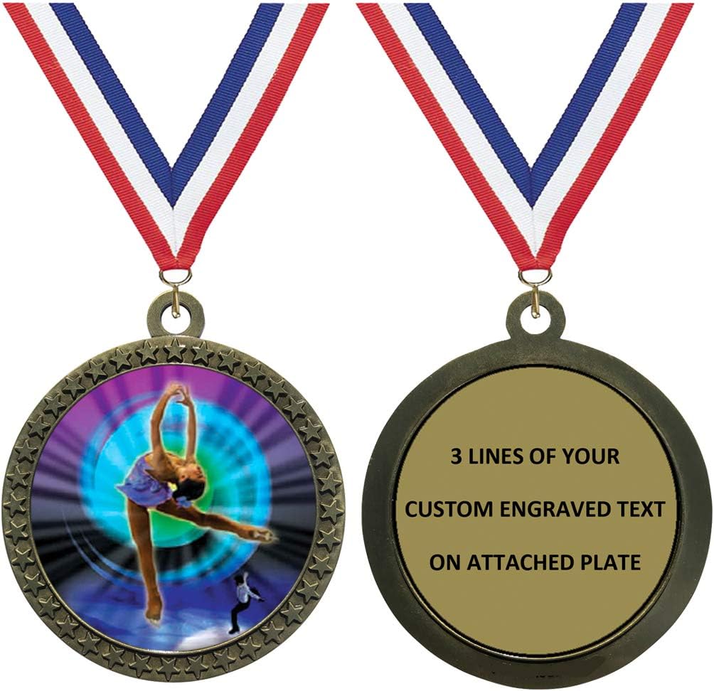 Express Medals 1 to 50 Packs Engraved Figure Skating Gold Medal Trophy Award with Personalized Custom Text LD212-MY474