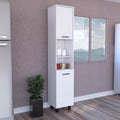 80' Multi-Layer Storage Freestanding Storage Cabinet, Kitchen Storage Bakers Rack with Enclosed Cabinet, Utility Food Cupboard with Spacious Interior for Kitchen, White