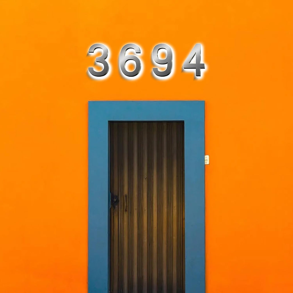 Backlit LED House Numbers For Outside 20', Modern Illuminated Home Address Numbers, Large Metal Lighted Address Numbers Signs For House, Brushed Silver, White Light,9