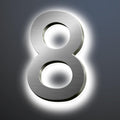Backlit LED House Numbers For Outside 20', Modern Illuminated Home Address Numbers, Large Metal Lighted Address Numbers Signs For House, Brushed Silver, White Light,8