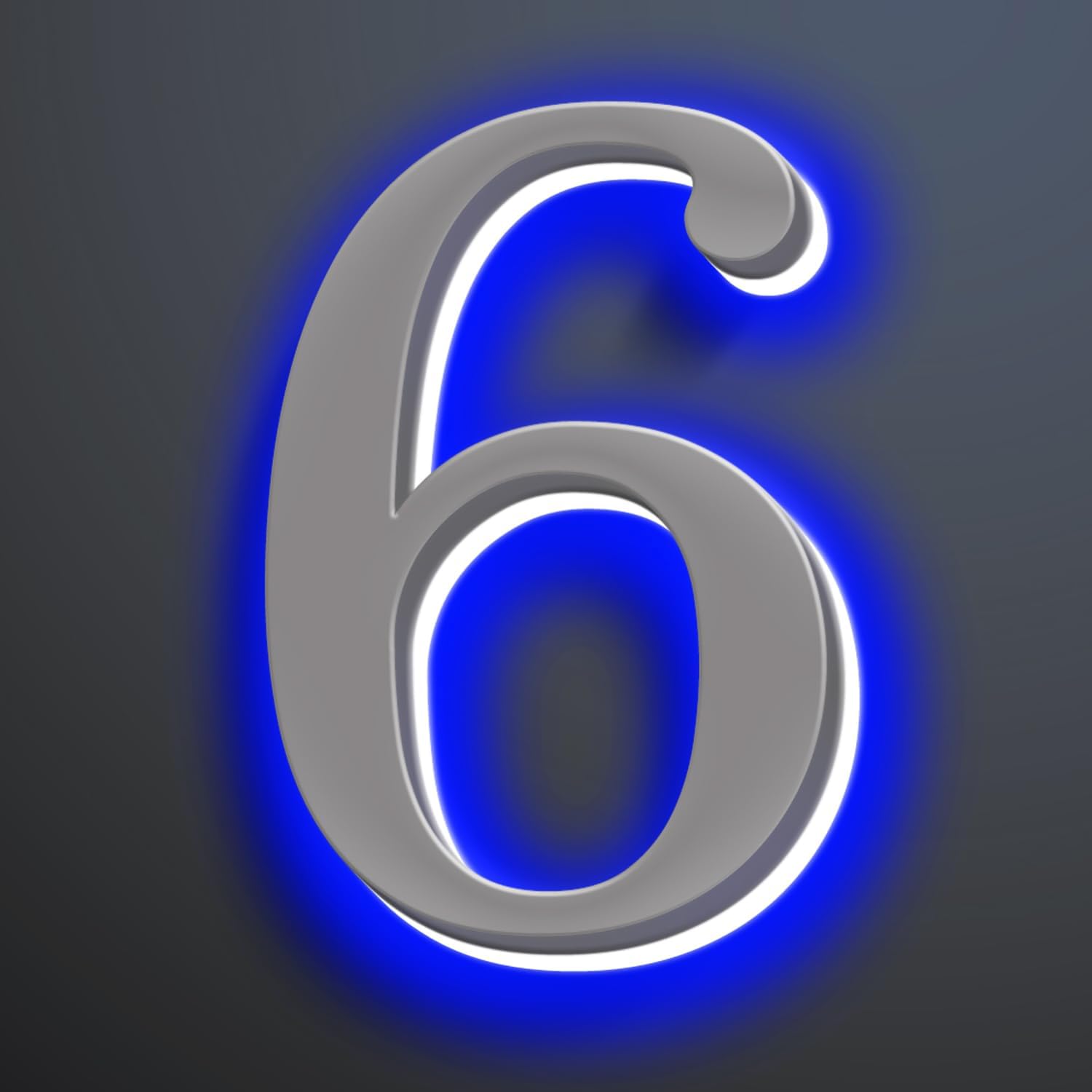 Backlit LED Illuminated House Numbers 18 Inch, Stainless Steel Hand-Polished For House Address Signs, Modern Lighted House Numbers, Large Metal Address Numbers,6