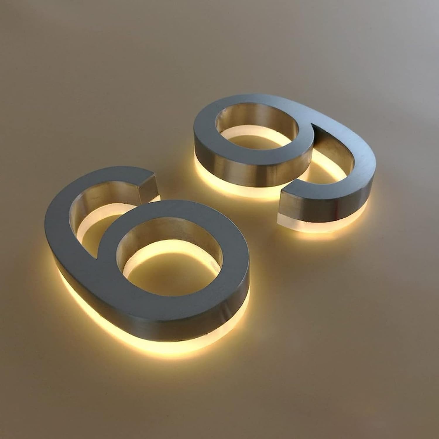 Backlit Lighted LED House Numbers, 3D Floating Led House Plaque Number, Lighted Up House Numbers For Outside Modern.Warm White Light,18 Inch/45cm,C