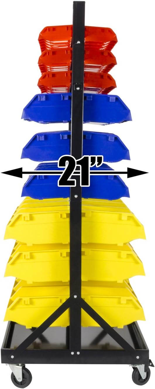 TLPB05 90 Parts Bin Shelving Storage Organizer with Locking Wheels for Shop Garage and Home