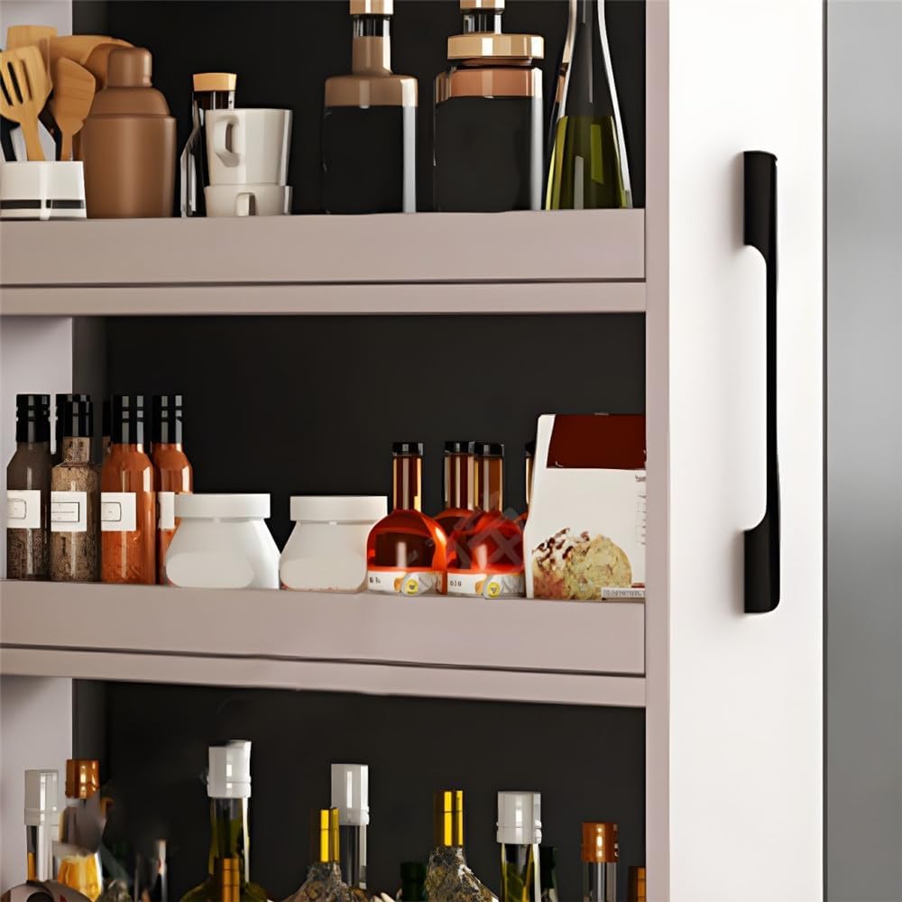 7 Tier Standing-Shelf with Wheels Wooden Narrow Buffet Server Storage Shelf Freestanding Shelves Units for Home Kitchen Bakers Closet Pantry -White 18' L x 8' W x 72' H