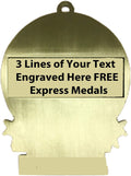 Express Medals Large 3' Science Fair 1st Place Medal Gold with 3 Lines of Personalized Free Engraving and Neck Ribbon Award Trophy XMD