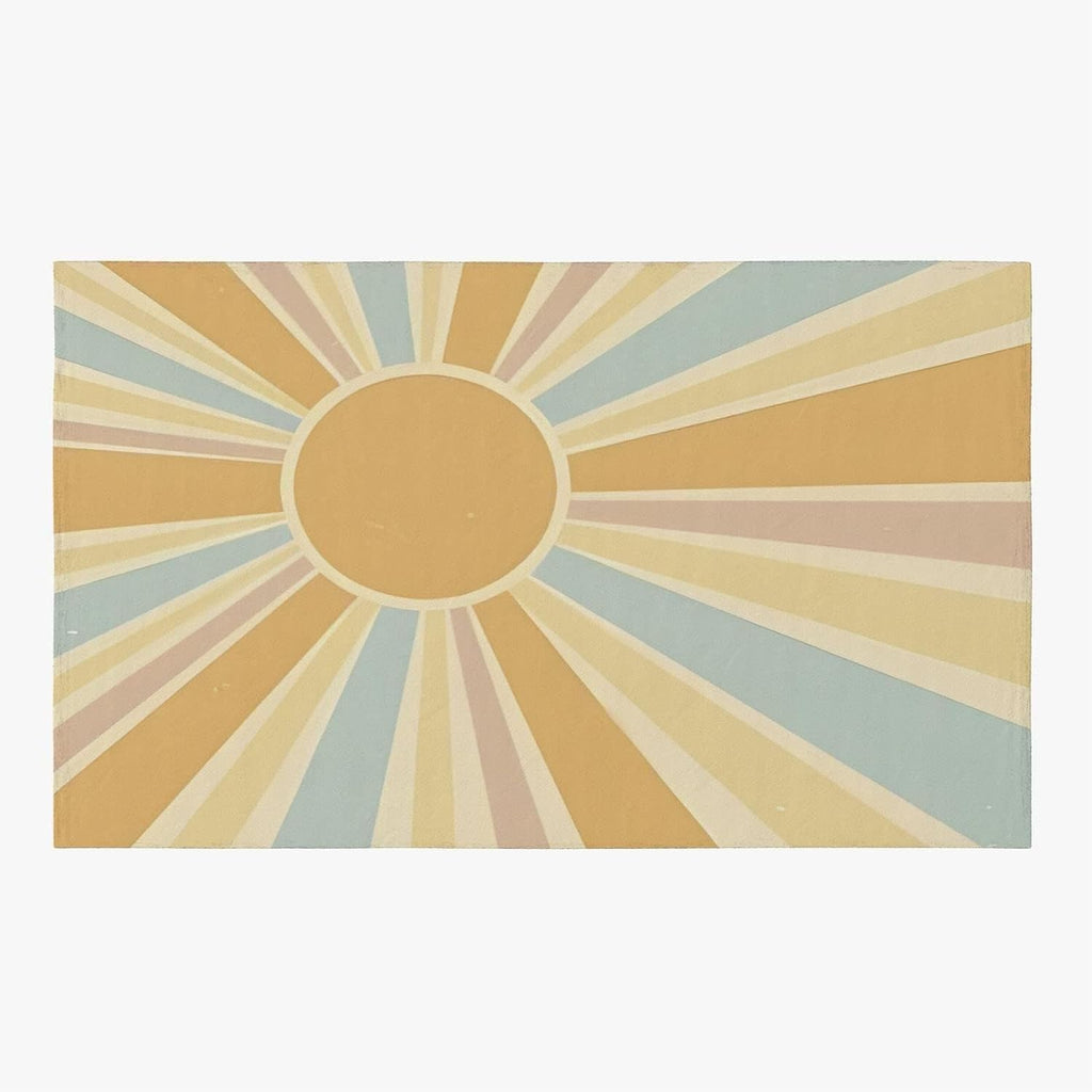 6x8 Rug Bohemian Colored Sun Rays Soft Washable Rug, Colorful Rainbow Sun Anti-Slip Backing Decorative Rugs for Living Room Bedroom Kitchen Dining Room Home Rug Laundry Room Rug