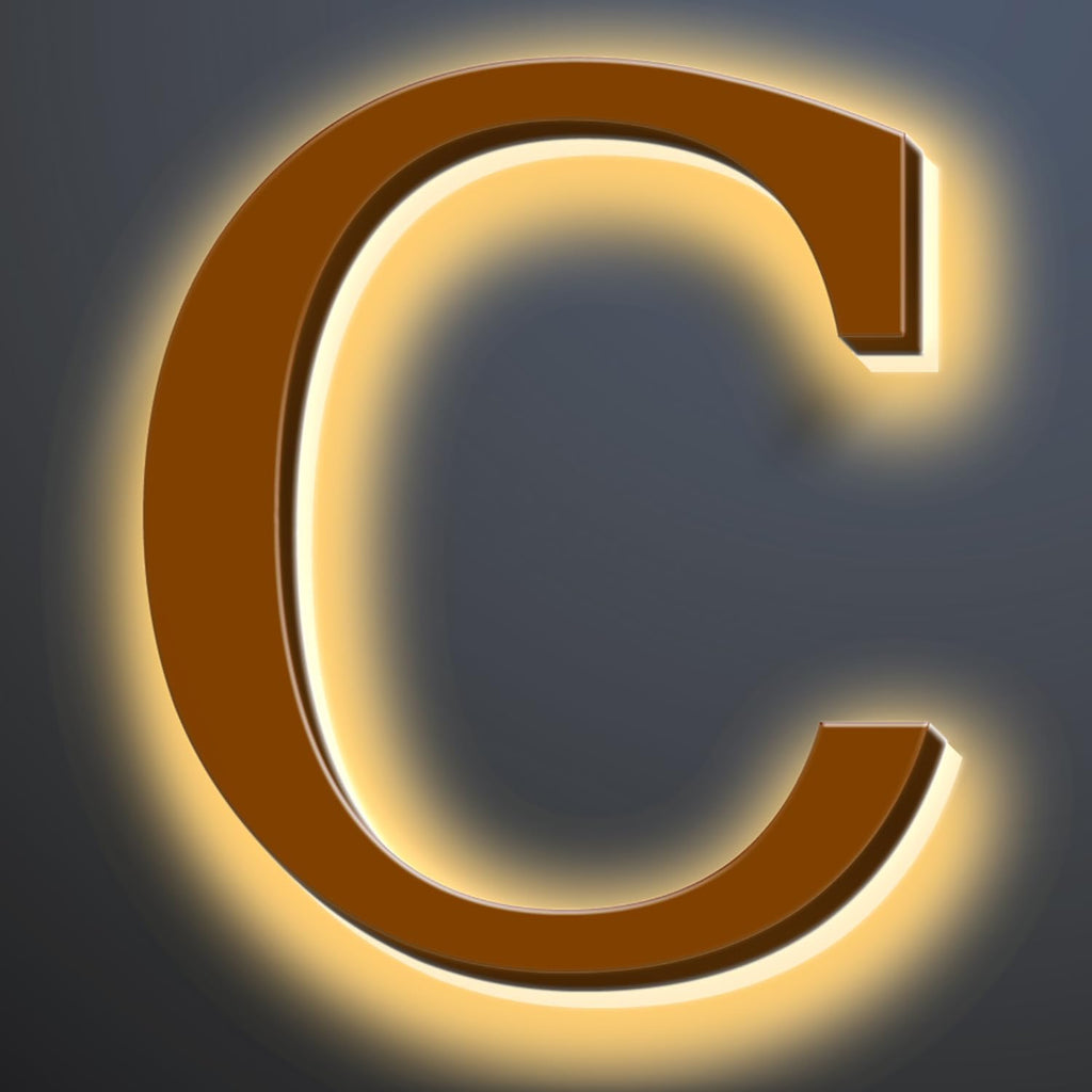 Illuminated LED House Numbers, Large Address Numbers 18', Backlit LED Illuminated Home Address Number, Modern Lighted House Numbers, Waterproof, Brown, Warm Light,C