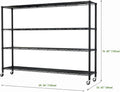 4-Tier Shelving Metal Storage Rack Adjustable Shelves,Standing Storage Shelf Units for Laundry Bathroom Kitchen Pantry Closet (Black 59.06''D × 23.62''W × 75.59''H)