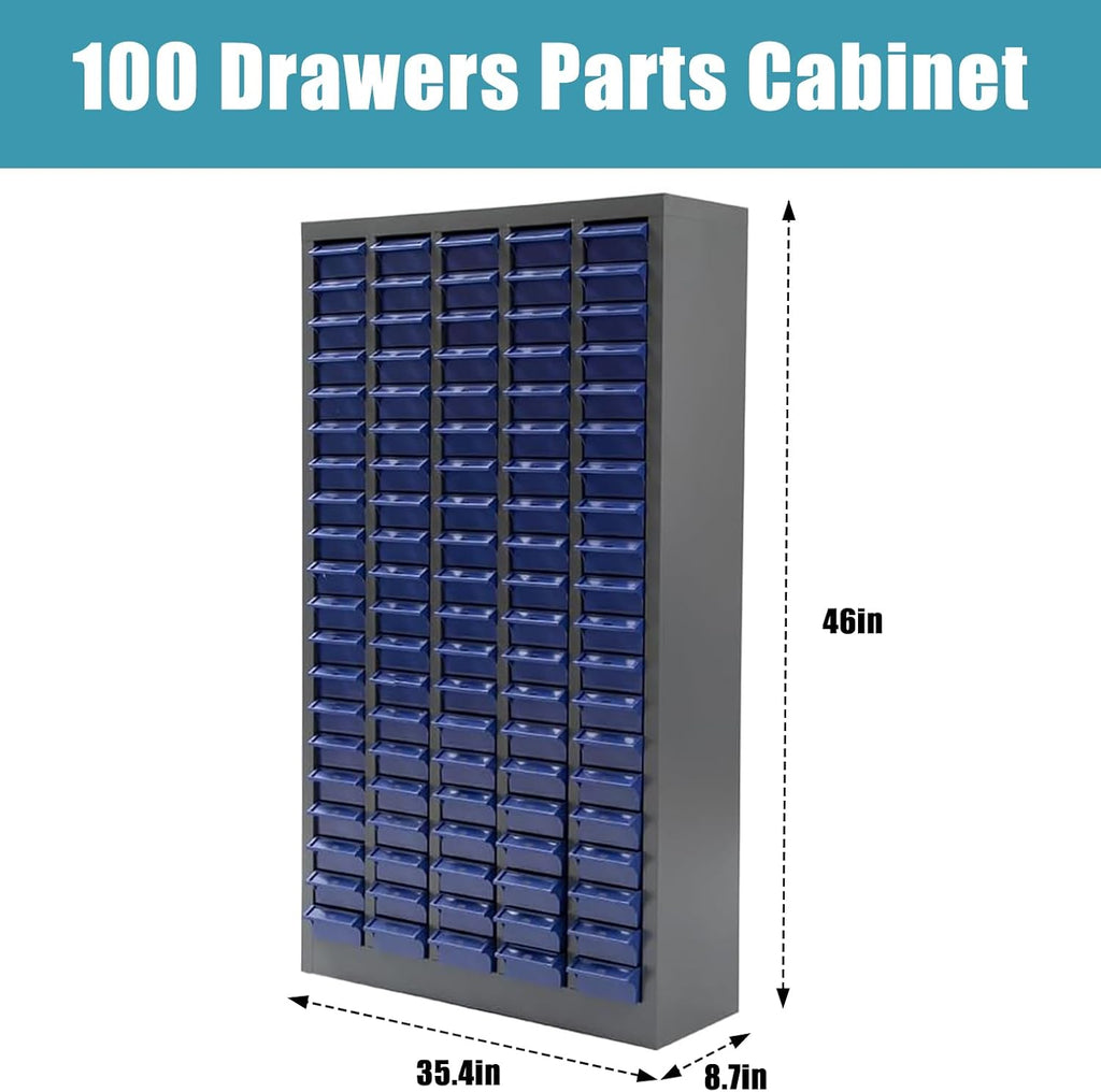 100 Drawers Parts Cabinet Bolt and Nut Tool Storage Cabinet Part Cabinet Organization Shelves with ABS Material Drawer for Tool Hardware Storage, Workshop Hardware Organizer