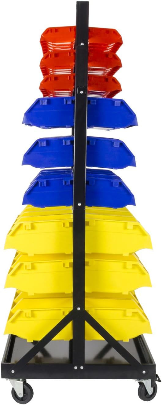 TLPB05 90 Parts Bin Shelving Storage Organizer with Locking Wheels for Shop Garage and Home