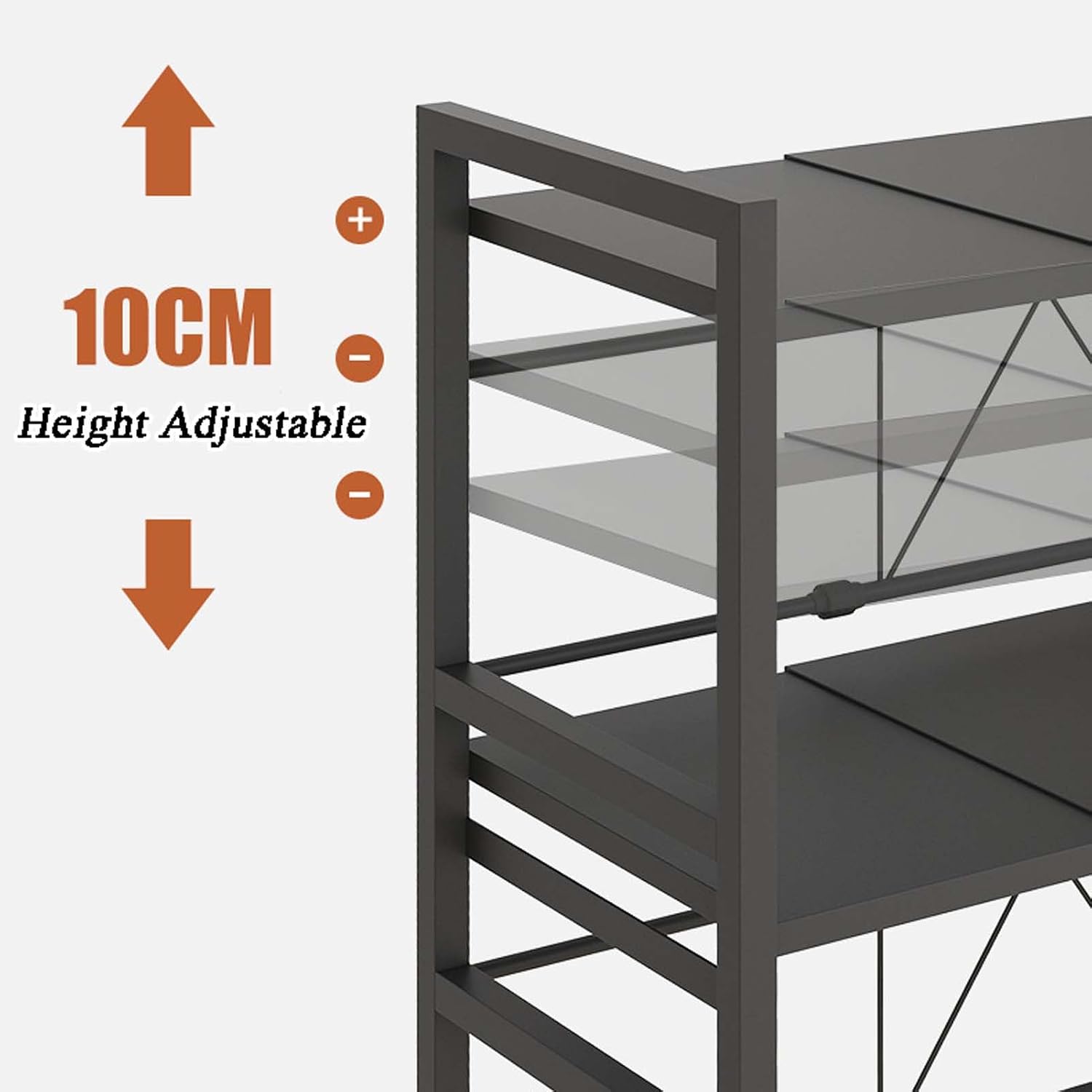 YSUEFIJO Bakers Rack with Storage Cabinet, Kitchen Microwave Stand with 4 S-Shaped Hooks, 2/3 Tiers Kitchen Storage Shelf, Black/White Coffee Bar Table, Kitchen Countertop Organizer