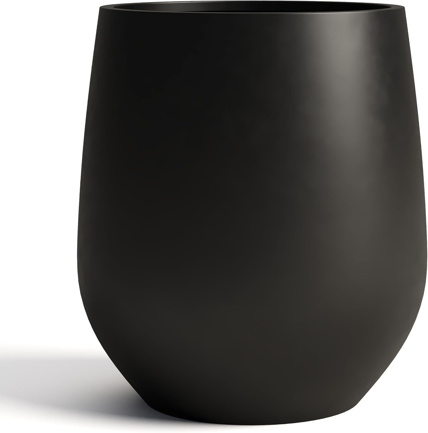 DTY Premium Mt Wilson Tall Tapered Fiberstone Planter for Indoor Outdoor Use, Modern Large Olive Tree Pot with Drainage Hole, Includes 2 Coco Mats. Black, Large 20.1'' D x 21.9'' H. 15.4' Pot Opening