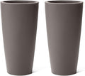 Step2 Tremont Tall Round Tapered Planter, 28' Tall 2-Pack, Indoor/Outdoor Plants, Efficient Drainage, Durable Resin, Dark Cedar