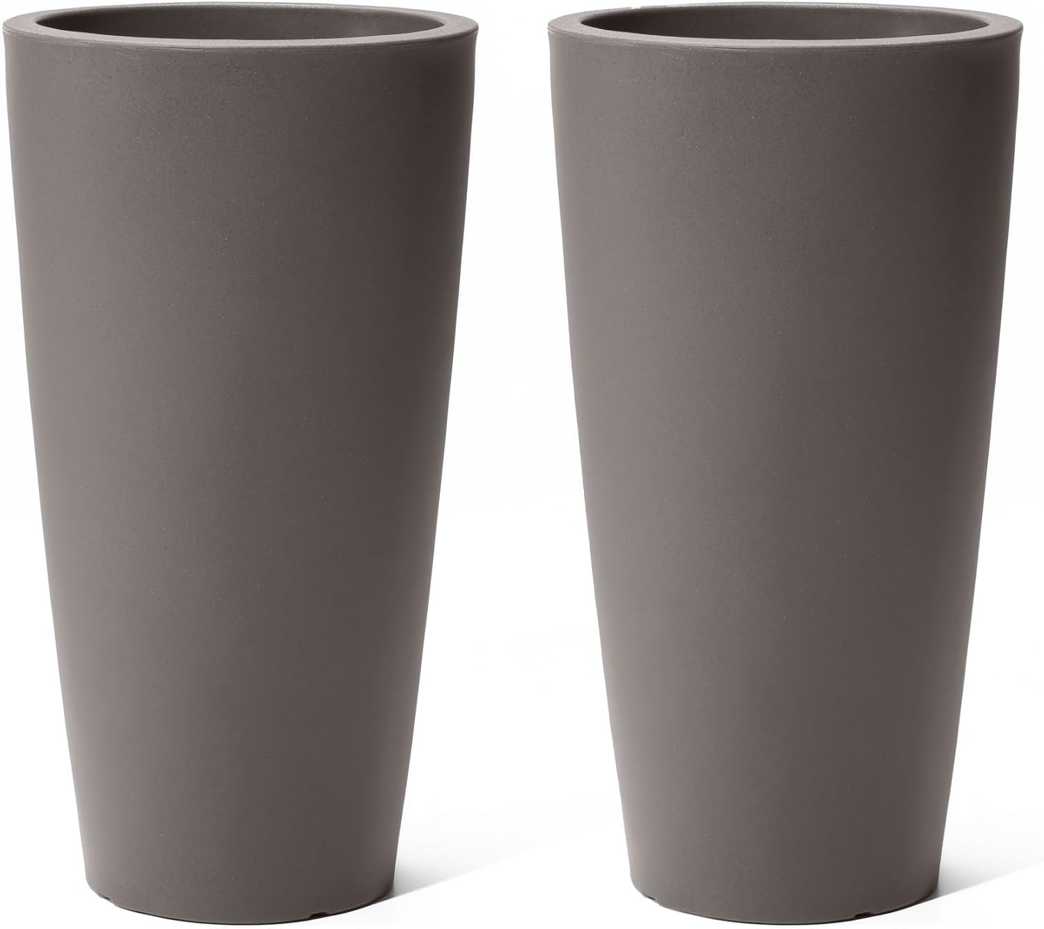Step2 Tremont Tall Round Tapered Planter, 28' Tall 2-Pack, Indoor/Outdoor Plants, Efficient Drainage, Durable Resin, Dark Cedar