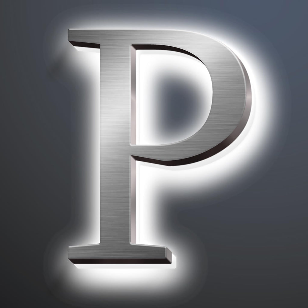 Backlit LED Illuminated Home Address Numbers 16', Large Modern Stainless Steel Illuminated House Numbers For Outside, Lighted Address Signs For A Stylish Look,P