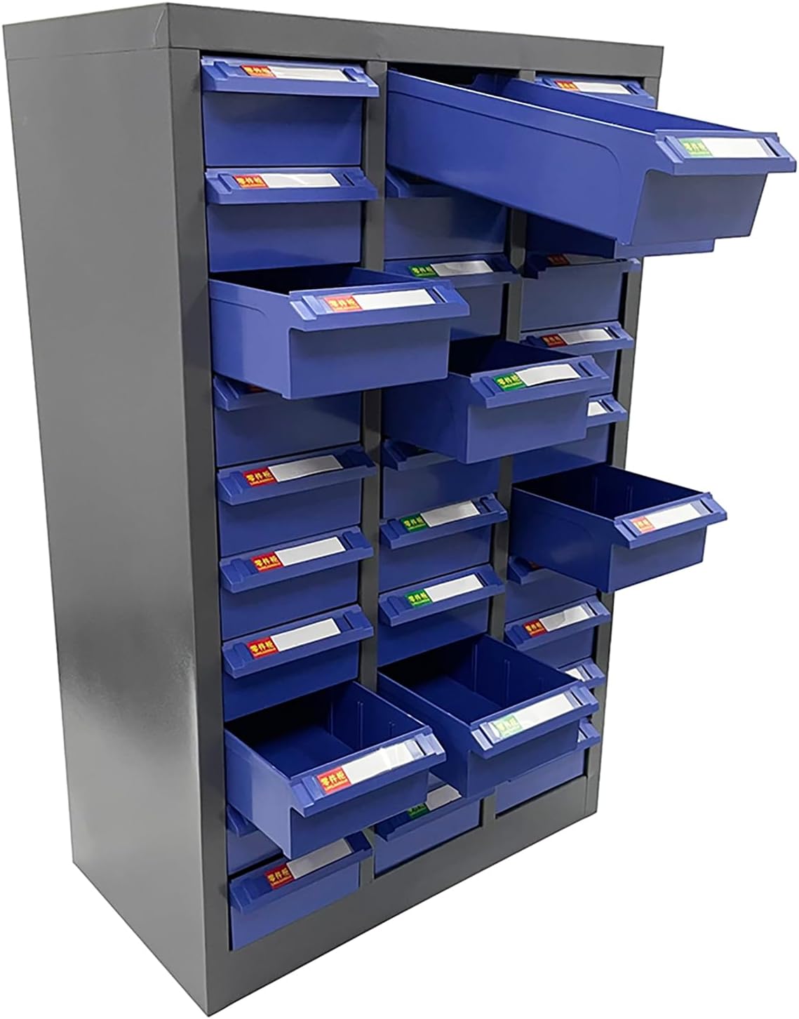 30-Drawer Parts Storage Cabinet, 21.5' L x 12.4' D x 34.3' H, Cold Rolled Steel & ABS Material, Heavy Duty Organizer for Home, Repair Shop, and Factory, Doorless Design