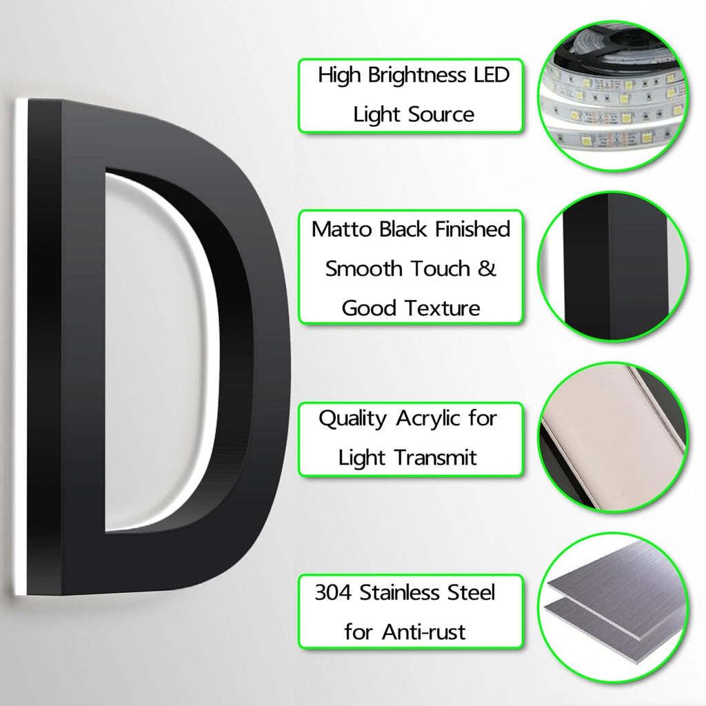 Illuminated LED House Numbers Plaques For Outside, 16 Inch Backlit LED Home Address Numbers Signs, Lighted Up Door Name Plaques For Outside,P
