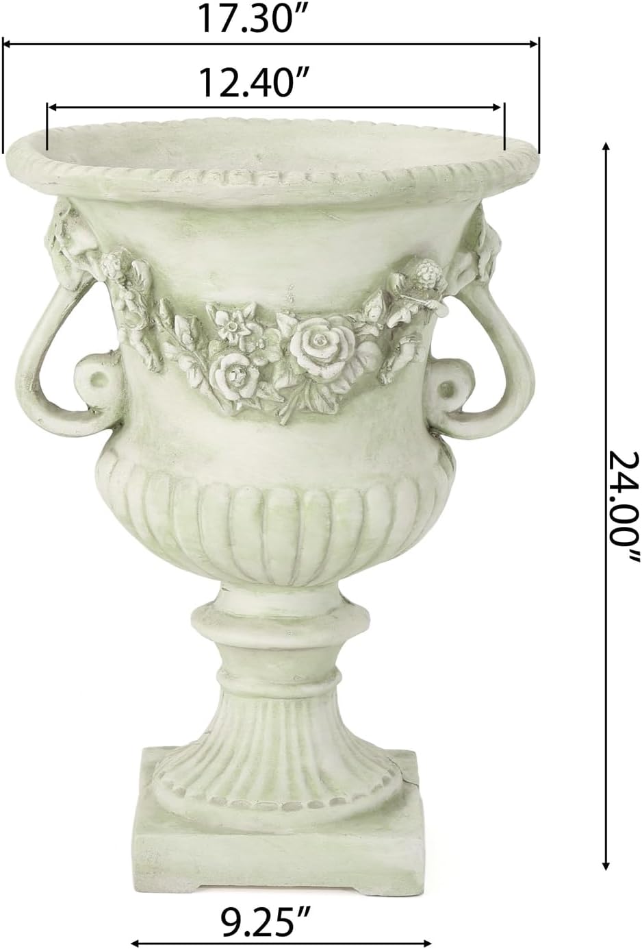 17.3' W x 24' H White Magnesium Oxide Planter Pot - Ideal for Backyard, Patio, Garden Decor
