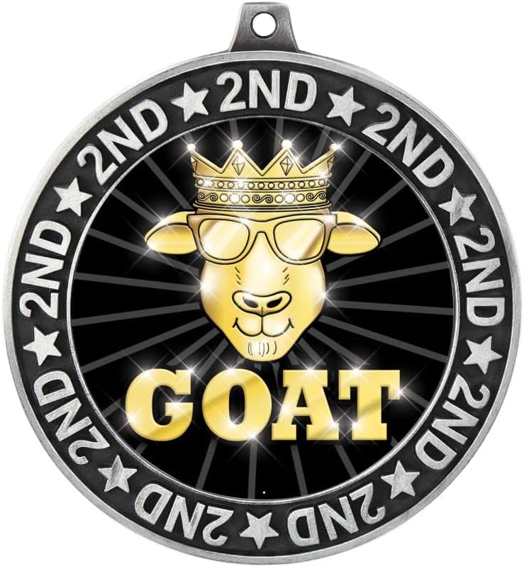 Crown Awards 2.75' 2nd Place G.O.A.T. Shadow Medal Award, Gold Trophy Medal