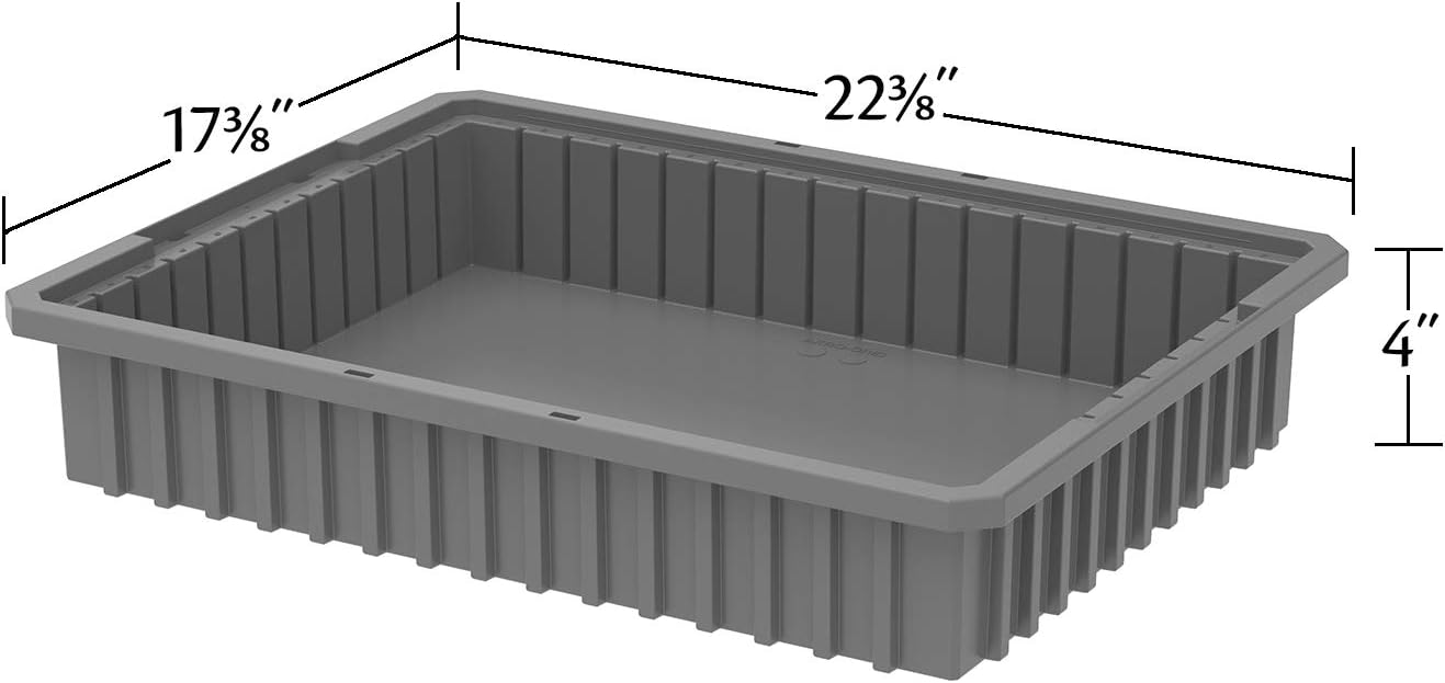 Akro-Mils 33224 Akro-Grid Plastic Slotted Dividable Modu Box Stackable Grid Storage Tote Container, (22-3/8-Inch L x 17-3/8-Inch W x 4-Inch H), (6 Pack), Red