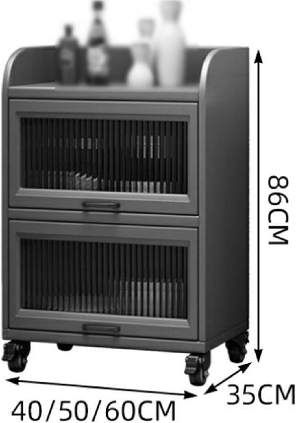 Kitchen Storage Rack with Wheels Bakers Rack with Storage Cabinet for Small Spaces with 360° Rolling Wheels, for Spices, Pots and Pans(White,50 * 35 * 86cm)
