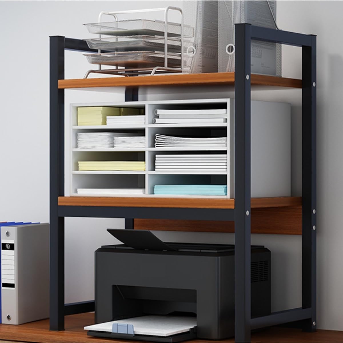 Microwave Stand Microwave Oven Shelf Home Kitchen Desktop Double Layer Rice Cooker Printer Stand Storage Rack Storage(White)