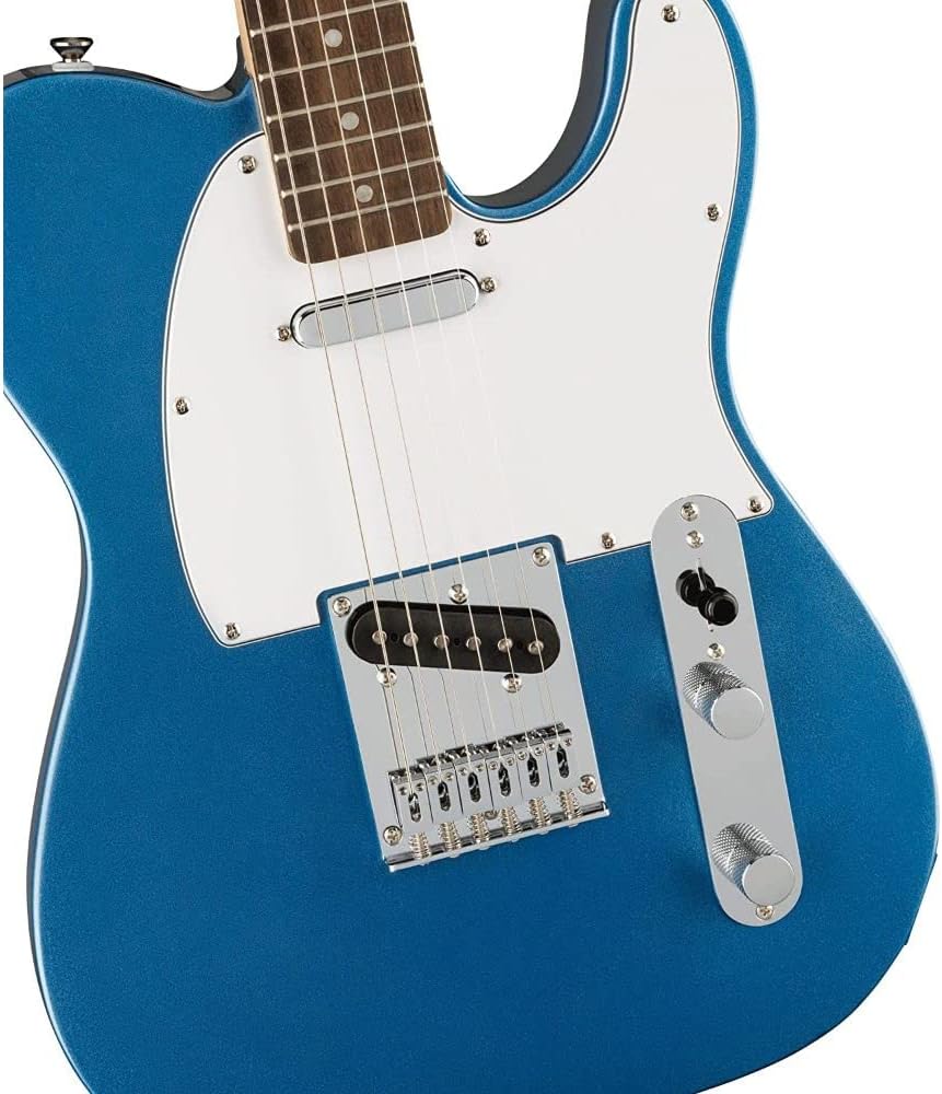 Squier by Fender Affinity Series Telecaster, Indian Laurel fingerboard (Lake Placid Blue) Bundle with Fender 10ft Cable (Straight/Straight), Guitar 12-Pack Picks, and 2' Guitar Straps