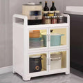 Kitchen Storage Rack with Doors Corner Bakers Racks for Kitchens with Storage Double Door Magnetic Design with Double Rolling Wheels, for Kitchen, Dining Room(White,60 * 40 * 76 cm)
