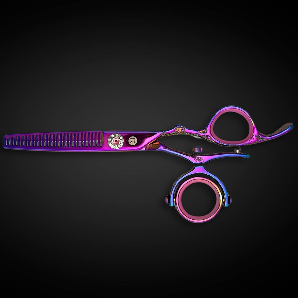 Swivel 5.5' Saki Kohana Pink Hair Shear Set (Swivel Cutting Shears, Swivel Thinning Shears, Razor, Case) - 440C Steel - For Professional Use