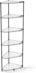 Black Pentagonal-Shape 600lbs 6 Tier Corner Shelf NSF Metal Wire Shelving Unit, Adjustable, with Leveling Feet and Waterproof Shelf Liners for Garage, Kitchen, and More - 20' L x 20' D x 72' H