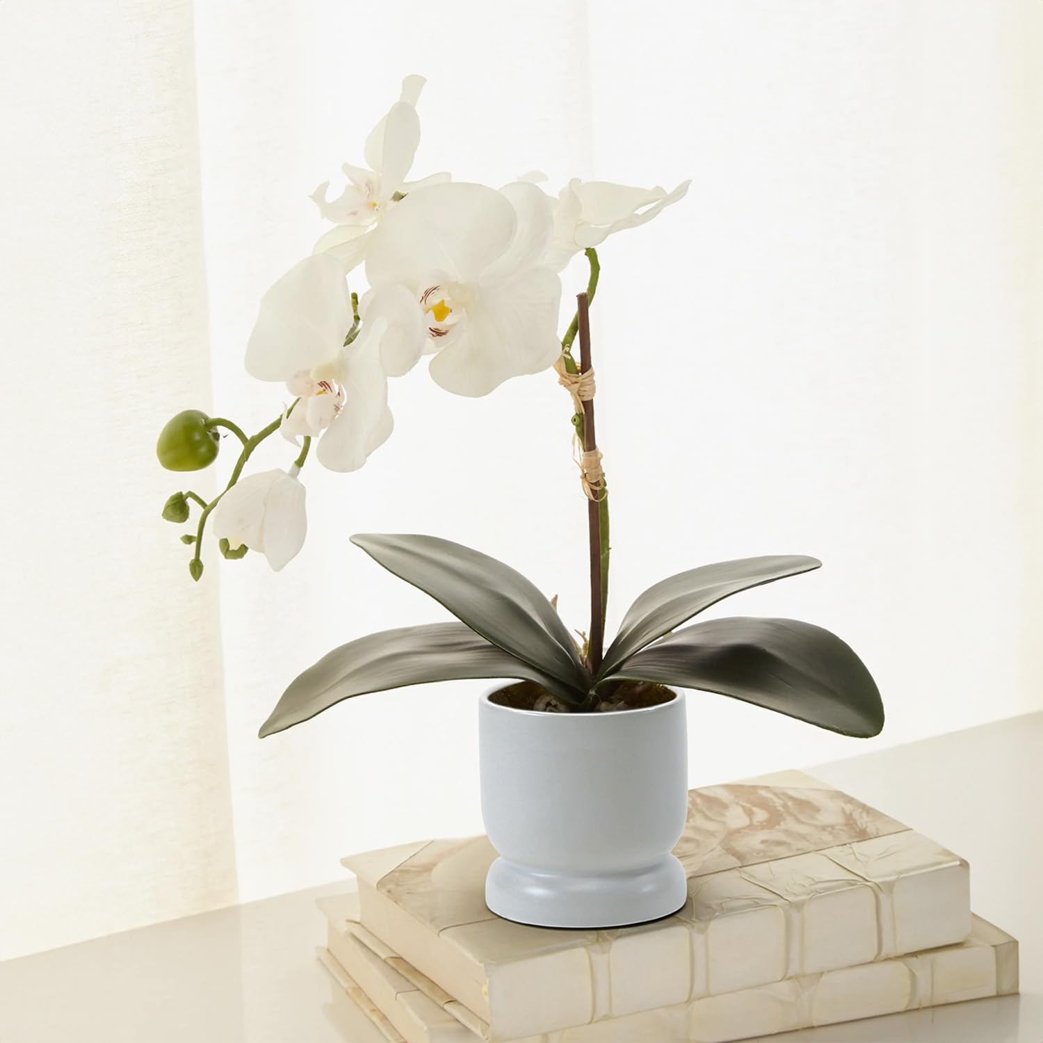 WGVI White Modern Pedestal Vase Ceramic Bowl, 4' x 4.25'H, Sleek Contemporary Flower or Plant Container, Floral Home Décor Planter, No Drain Hole, 12 Piece
