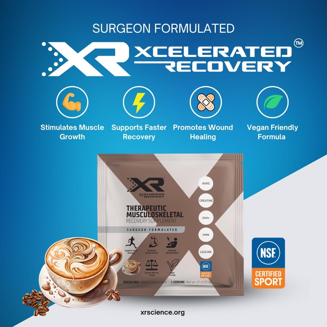 XR® Therapeutic Musculoskeletal Support Supplement – 14-Pack | Amino Acids + myHMB® + Creatine | NSF Certified for Sport® | Supports Muscle Health & Recovery (14-Pack, Mocha)