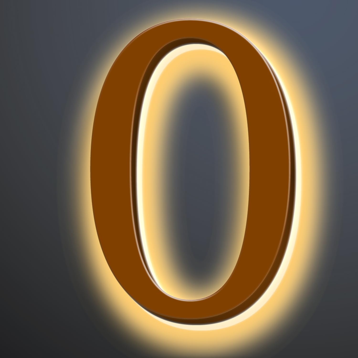 Backlit LED Illuminated Address Numbers 16 Inch, Up-Scale Modern Look, Lighted House Numbers, Large Illuminated Address Numbers Signs, Waterproof, Brown, Warm Light,0
