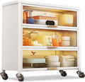 White Bakers Rack with Storage, 3-Tier Kitchen Cabinet, Microwave Stand with Flip Door, Coffee Bar Station for Home, Office, Pantry, Garage - 100cm/39in