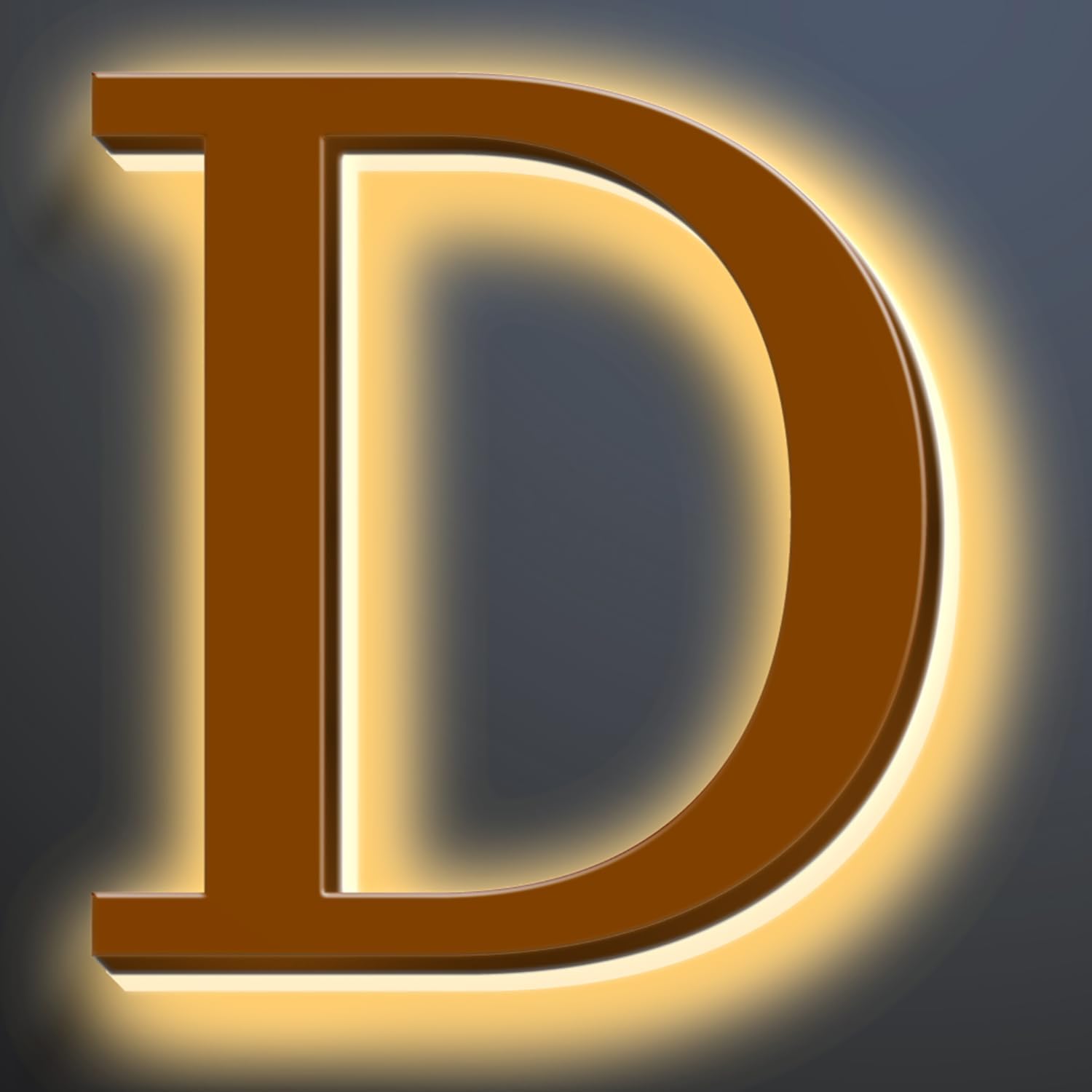 Backlit LED Illuminated Address Numbers 16 Inch, Up-Scale Modern Look, Lighted House Numbers, Large Illuminated Address Numbers Signs, Waterproof, Brown, Warm Light,D