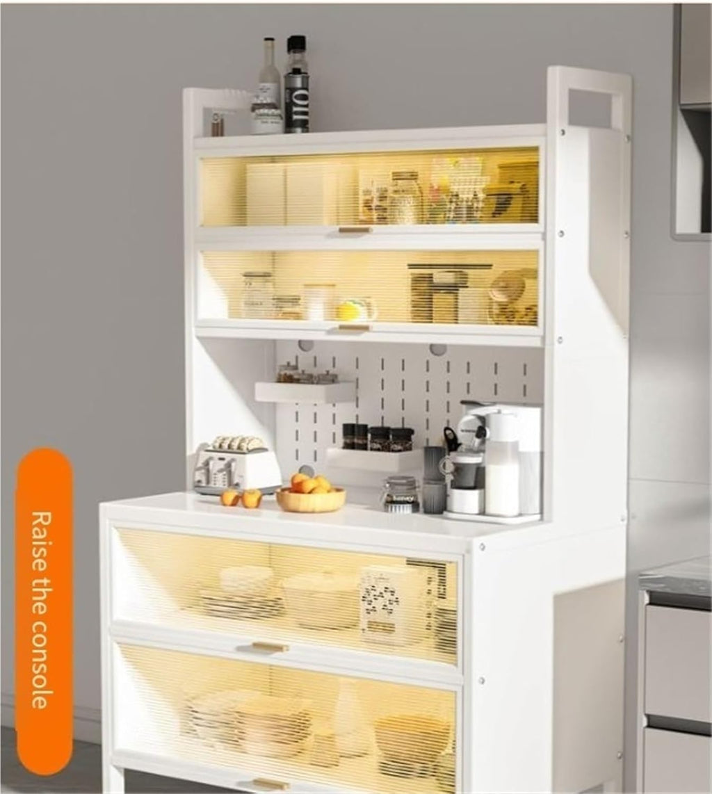 Kitchen Pantry Storage Cabinet Shelf Microwave 6-Tier Stand with Storage with Flip Door and Wheels Metal Sideboard Baker's Rack Coffee Pub for Spices Pots Pans ﻿,Living Room