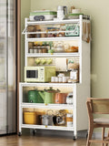 White Baker's Rack with Storage Drawer - Microwave Stand Cabinet, Metal Shelves for Kitchen, Garage, Pantry, Spices, Flip Door Pegboard Accessories, Space-Saving Organize,White,80cm/32in
